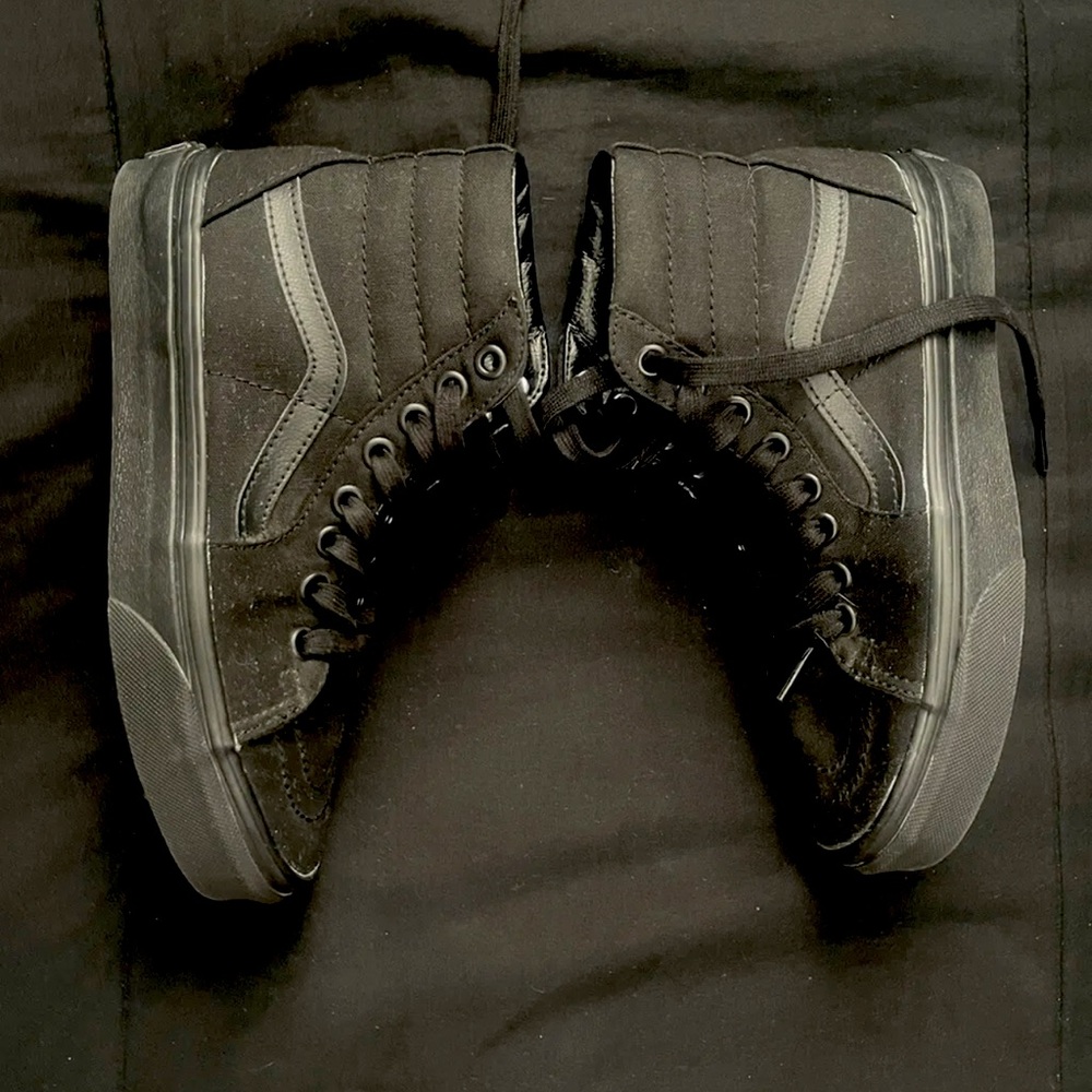 Vans Black High Top Skate Shoes Off The Wall Old Skool Lace Up Womens Size 5